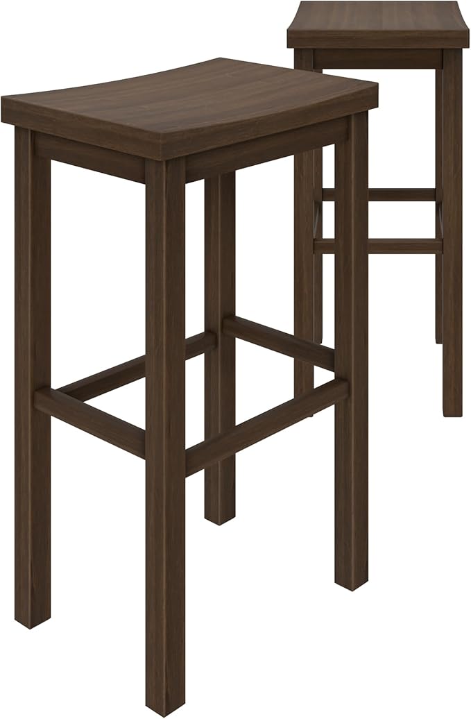 Grain & Grove Smith Collection Set of 2 Solid Wood Bar Stools, 30 inch - Image 7