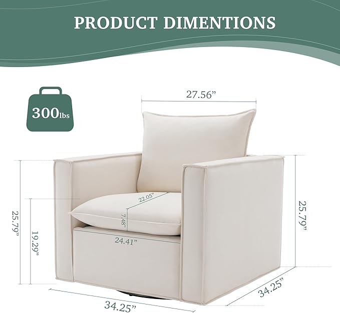 Swivel Accent Chair Set of 2, Modern Sofa Living Room Chair - Image 2