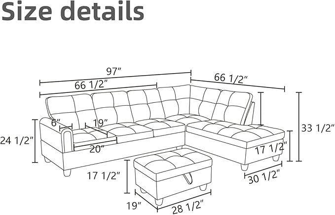 L Shaped Sectional Couches for Living Room, Modern Modular Sectional Sofa - Image 2