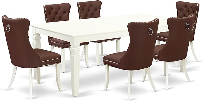 East West Furniture LGDA7-LWH-26 7 Piece Dining Set Contains a Rectangle by EastWestFurniture