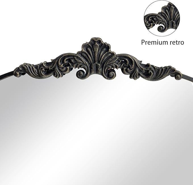 WAMIRRO Arched Mirror, Antique Brass Mirrors - Image 3
