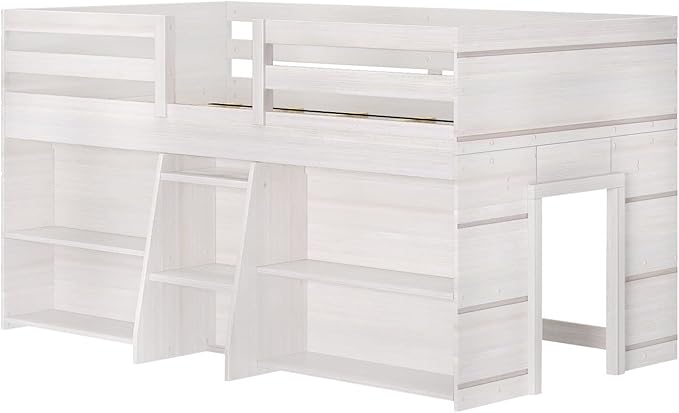 Max & Lily Modern Farmhouse Low Loft Bed, Twin Bed Frame - Image 4