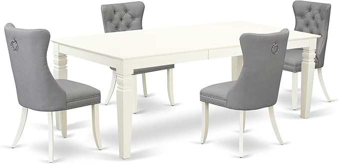 East West Furniture LGDA5-LWH-27 5 Piece Dining Room Set Contains a Rectangle by EastWestFurniture