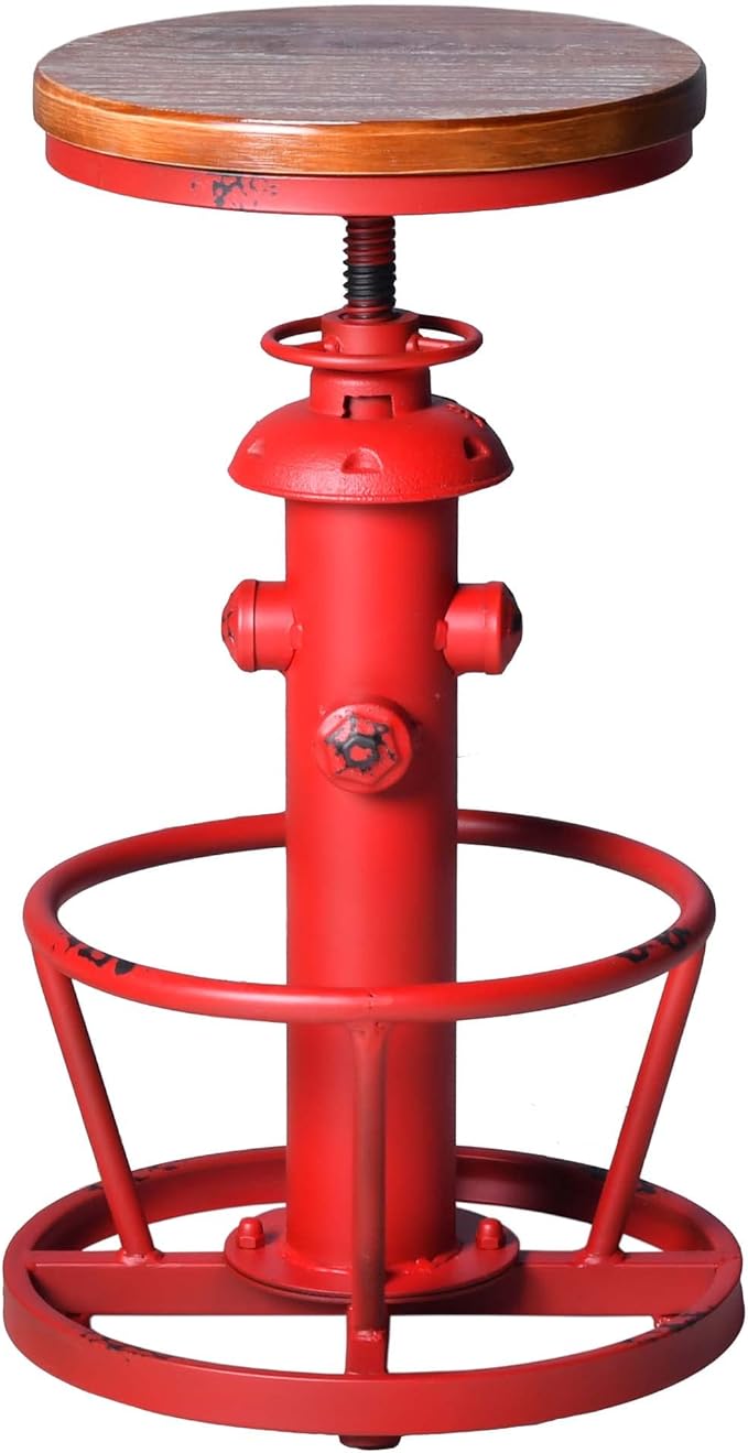 Topower Antique Industrial Round Bottom Adjustable Height Cafe Coffee Retro by Topower