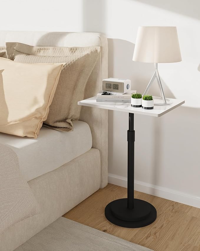 Small Side Table, Height Adjustable Nightstand, Square Indoor Metal Plant Stand - Image 2