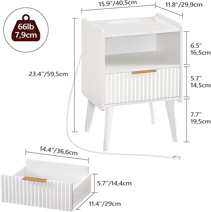 Fluted Nightstand, End Table, Small Modern Bedside Table - Image 3