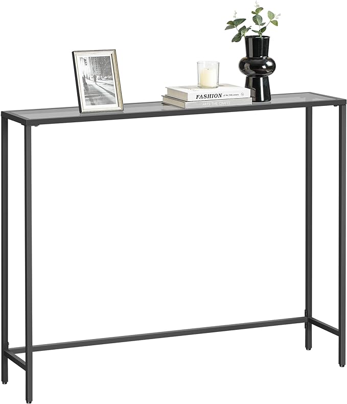 VASAGLE Entryway Table, Console Table, Tempered Glass Tabletop, Modern Sofa by VASAGLEbySONGMICSHOME