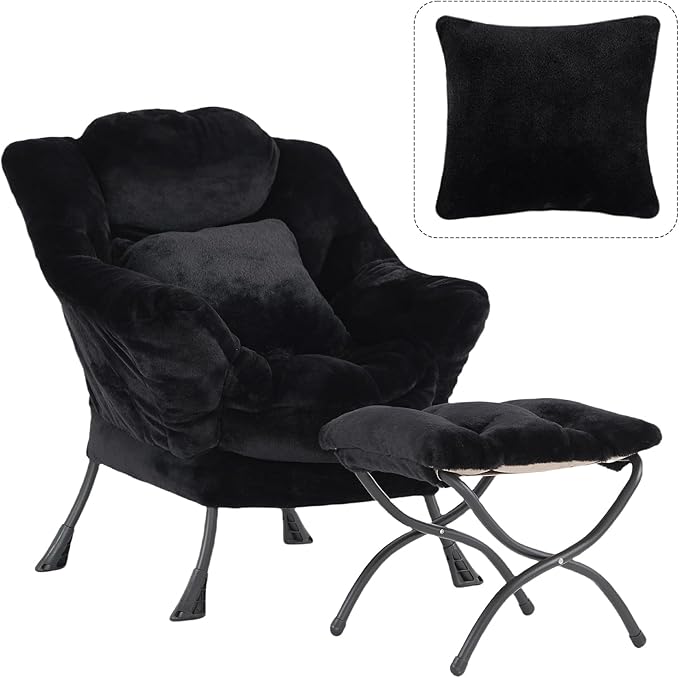 Lazy Chair with Ottoman, Reading Chair with a Pillow, Leisure Sofa Armchair by HomeEastllyHome