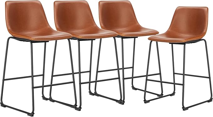 DUMOS 26 Inch Counter Height Bar Stools Set of 4, Modern Faux Leather High by DumosLifestyle