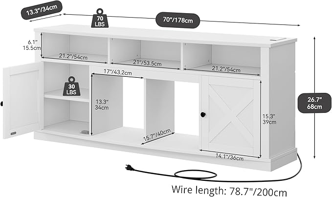 YITAHOME TV Stand for 75/80 Inch TV, Media Furniture TV Table - Image 2