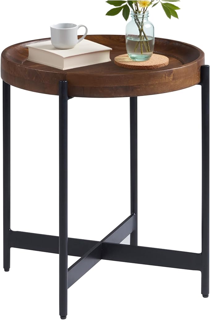 Alaterre Furniture Brookline 20" Round Wood End Table – Solid Top by AlaterreFurniture