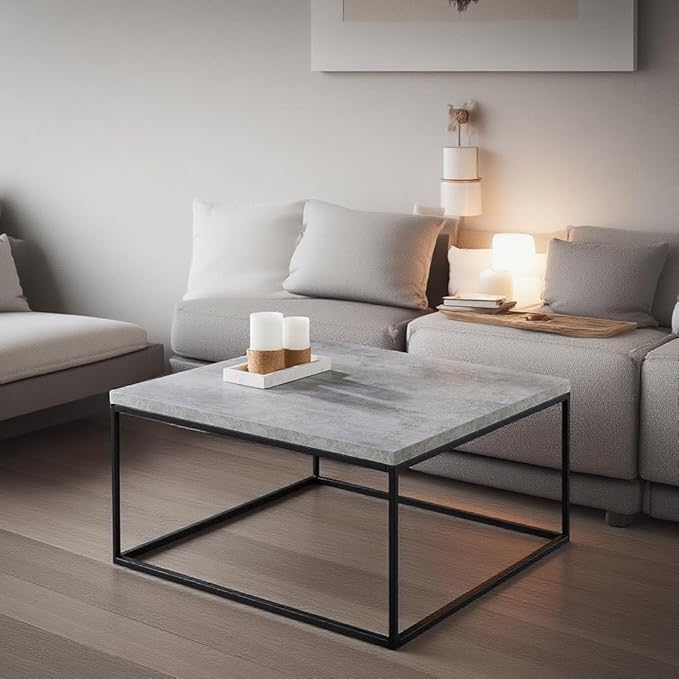 CENSI 30"x30" Square Concrete Accent Coffee Table Ottoman - Image 3