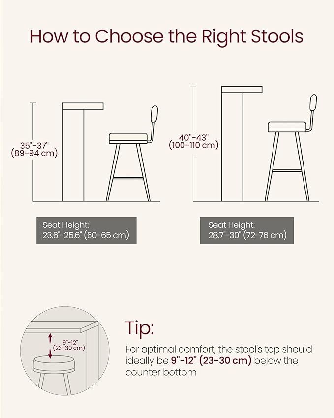 VASAGLE Bar Stools Set of 2, Bar Height Stools - Image 7