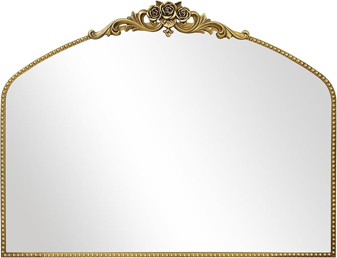 AIXI HOME Vintage Gold Arched Mirror 40"X30", Antique Baroque Mantel Mirror - Image 7
