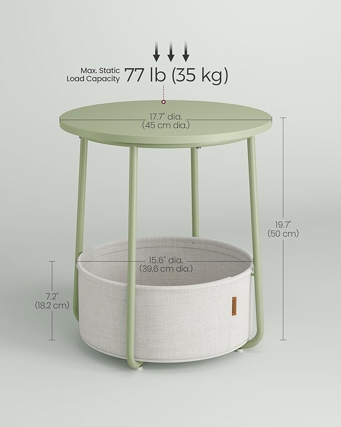 VASAGLE Small Round Side End Table, Modern Nightstand - Image 3