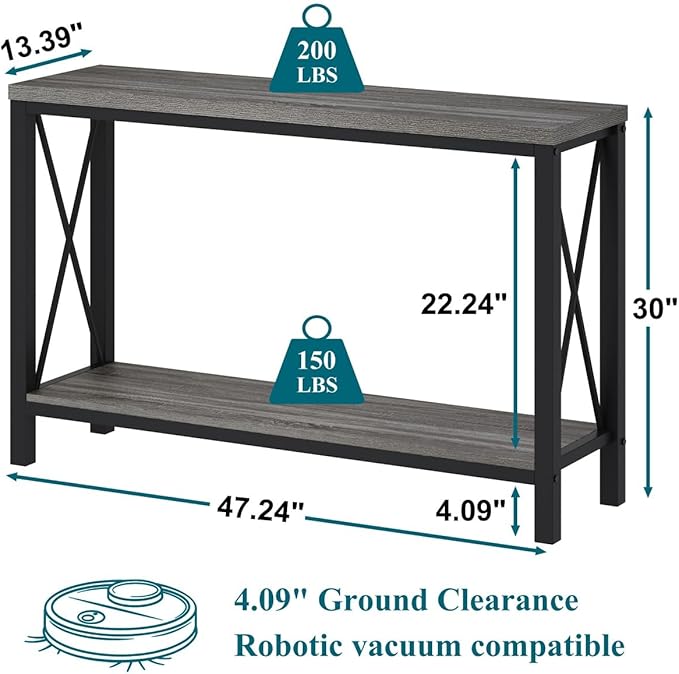 BON AUGURE Console Tables for Living Room, Industrial Couch Table Behind Sofa - Image 2