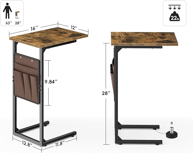 Vagusicc C Shaped End Table, Small Side Table - Image 3