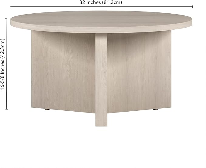 Henn&Hart 32" Round Wood Pedestal Coffee Table - Image 3