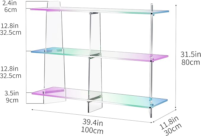 Acrylic Bookshelf, Small 3 Tier Open Bookcase - Image 3