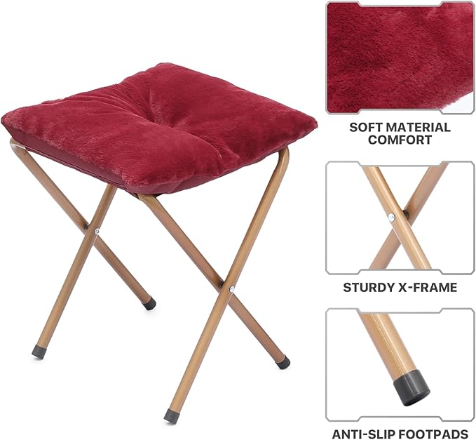 MoNiBloom Round Folding Faux Fur Saucer Chair - Image 9