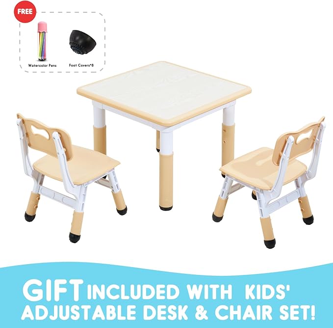 Kids Table & Chair Set with Adjustable Toddler-Safe Non-Slip Legs, Activity & - Image 3