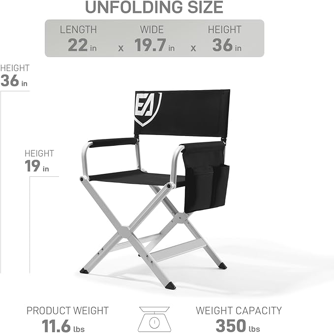EVER ADVANCED Aluminum Directors Chair, Folding Studio Movie Chairs Camping - Image 3
