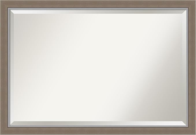 Amanti Art Brown Wall Mirror 27x39 Eva Brown Narrow Rectangle Bathroom Mirror by AmantiArt