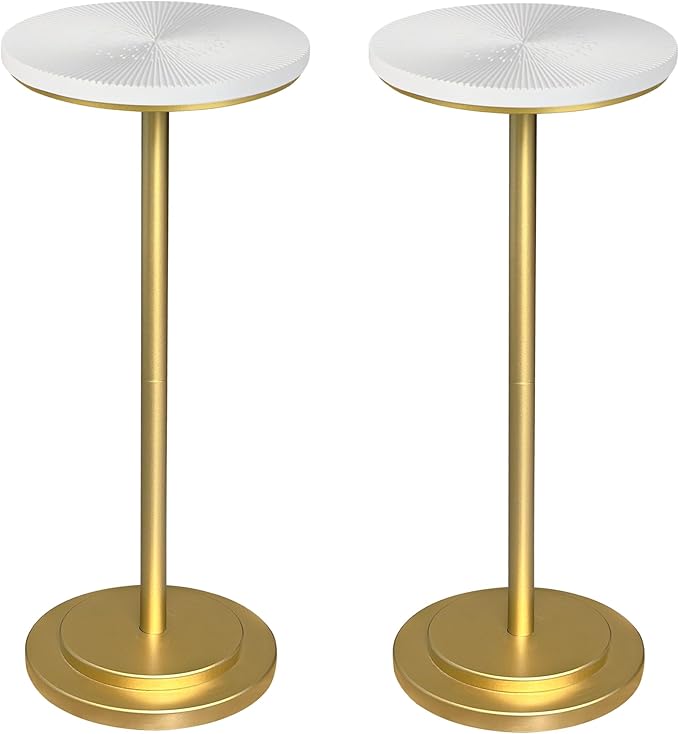 Drink Table Set of 2, Small Round Pedestal Side Table - Image 8