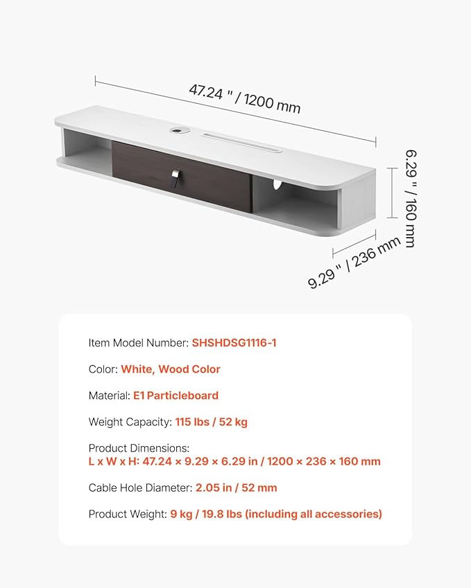 VEVOR Floating TV Stand, for Bedroom & Living Room - Image 8