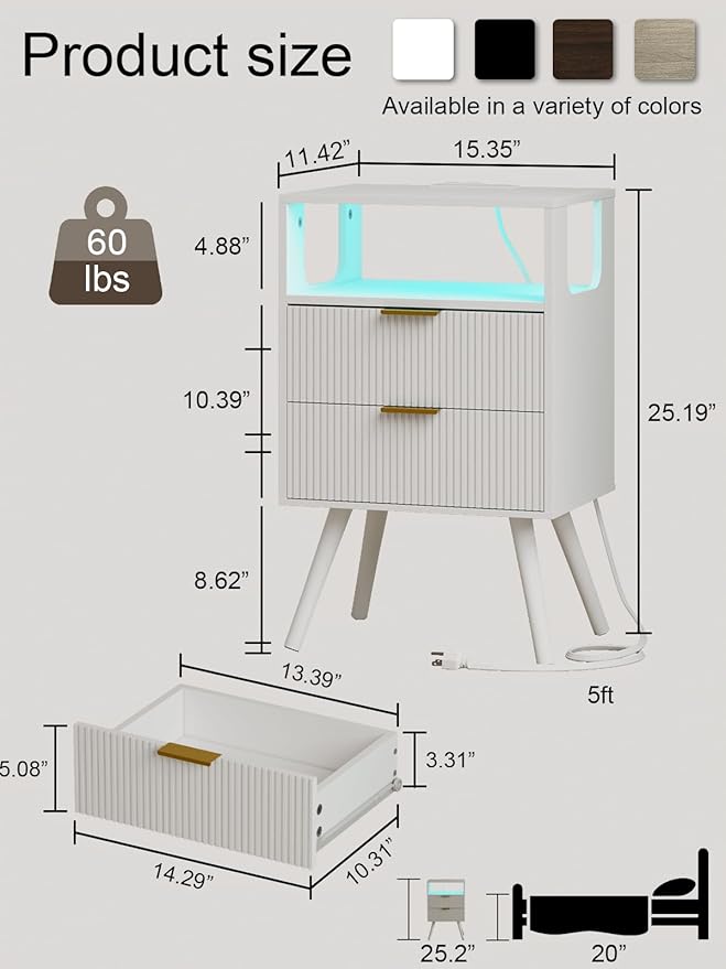 Nightstand, Modern Bedside Table - Image 2