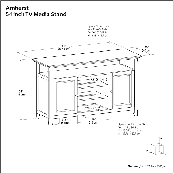SIMPLIHOME Amherst 54-inch Wide Solid Wood TV Stand in Hickory Brown, - Image 2