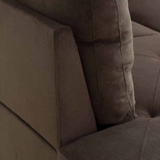 Brown L-Shaped 3-Piece Corduroy Fabric Sofa - Image 5