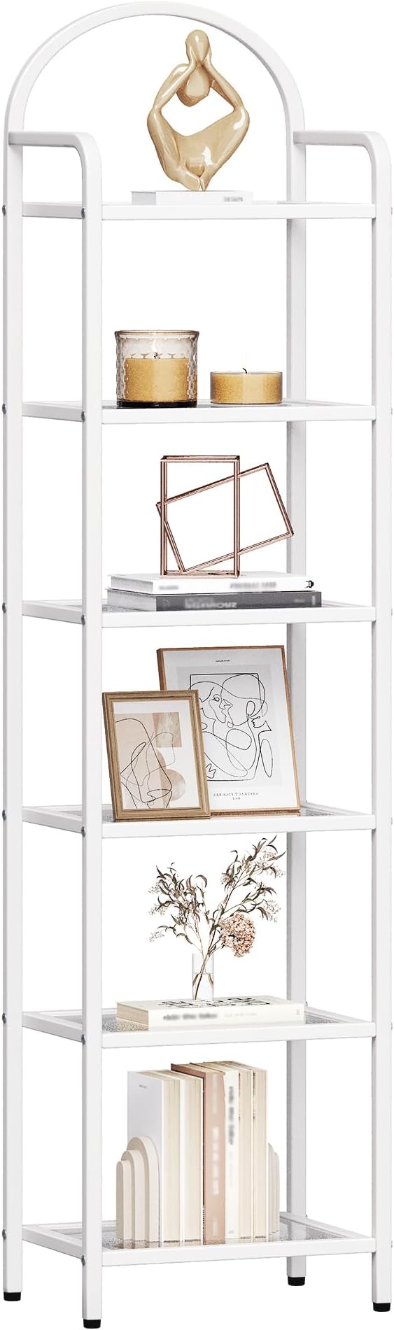 Bookcase Bookshelf, Tempered Glass Bookshelves, Slim Shelving Unit - Image 7