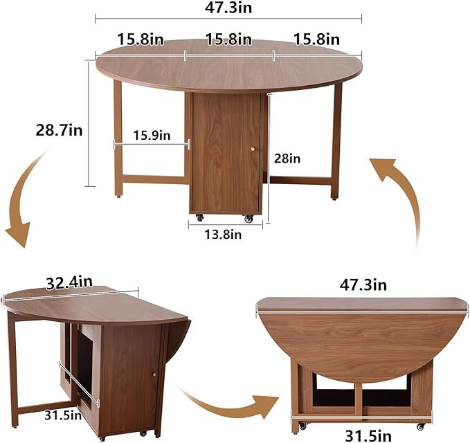 47.3" Round Folding Dining Table - Image 3