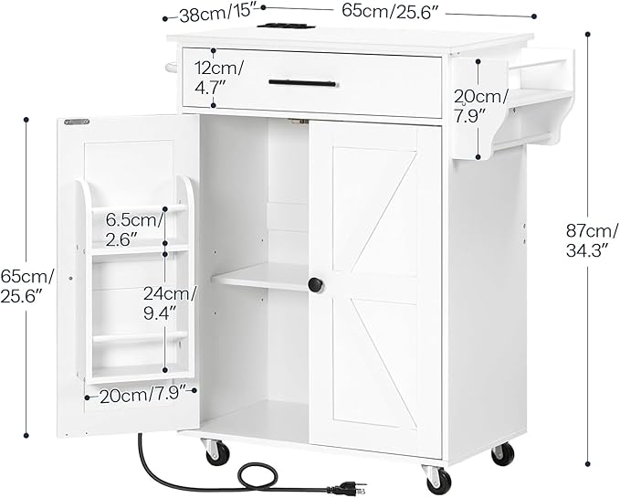 HOOBRO Kitchen Island with Power Outlet, Kitchen Storage Island with Large - Image 3
