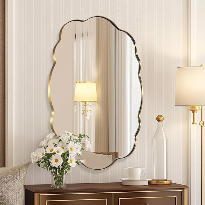 ANDY STAR Brushed Gold Scalloped Mirror by ANDYSTAR