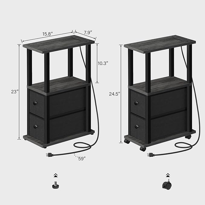 TUTOTAK Small Narrow End Tables, LED Side Tables - Image 3