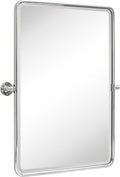 TEHOME 27 x 35'' Farmhouse Chrome Metal Framed Pivot Rectangle Bathroom Mirror by TEHOME
