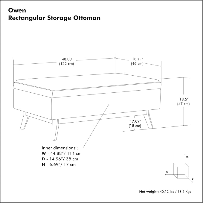 SIMPLIHOME Owen 48 inch Wide Mid Century Modern Rectangle Rectangular Storage - Image 3