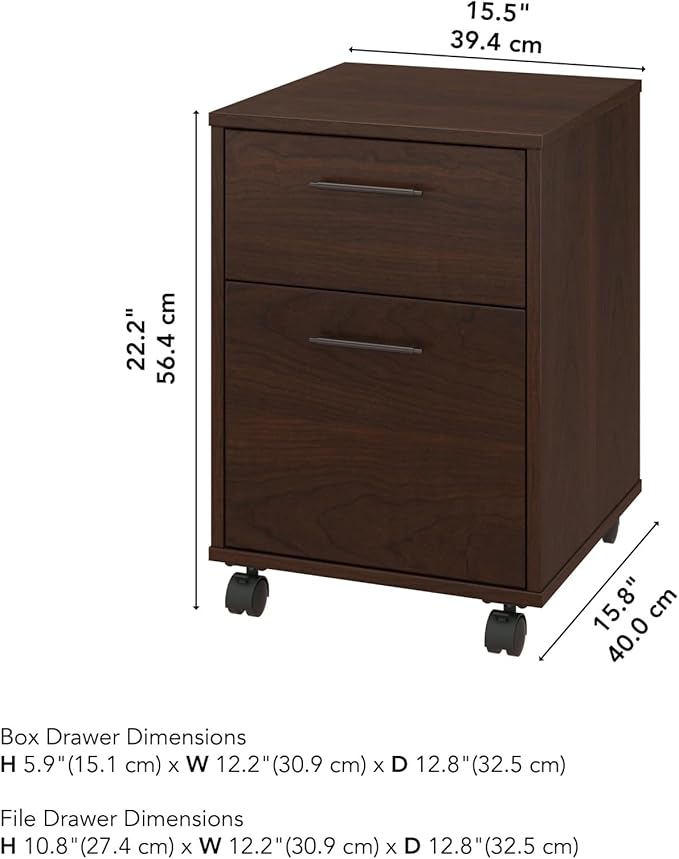 Bush Furniture Key West 2 Drawer Mobile File Cabinet in Bing Cherry - Image 3