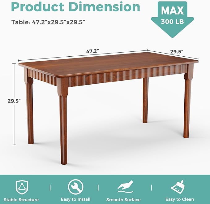 47.2 Inch Solid Wood Dining Table - Image 3