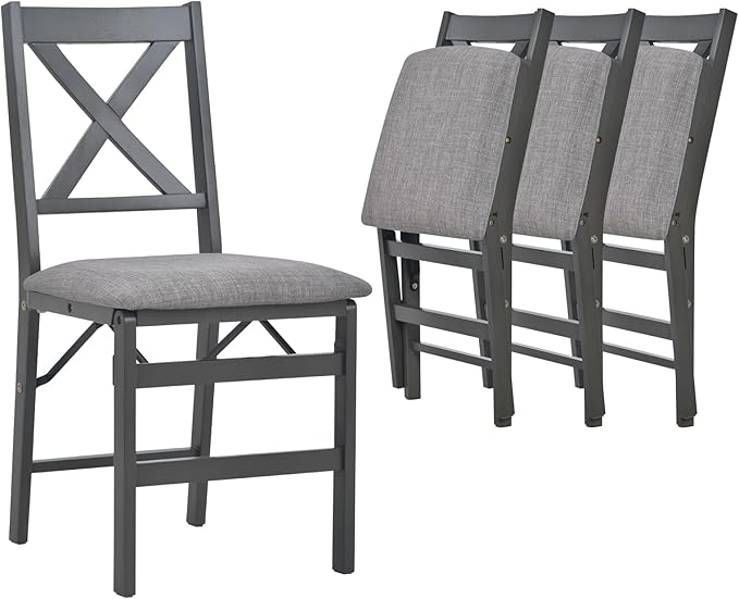 COLAMY Folding Dining Chairs Set of 4 – Dark Grey Upholstered Dining Room Chairs - Image 9