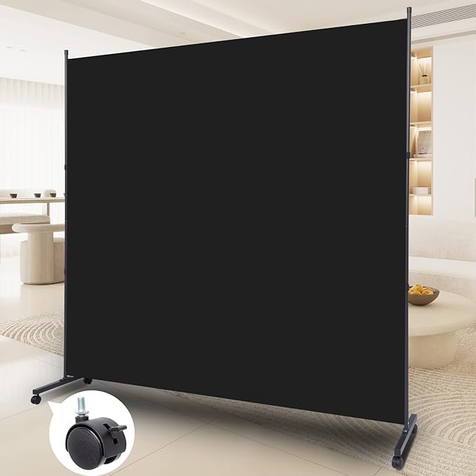 Room Divider Single Panel Privacy Screen W/Wheels, Upgrade Fabric Wall Divider by HOMSCREENER