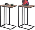 WLIVE Brown Side Table Set of 2, C Shaped End Table Sets, Small Sofa Side by WLIVE
