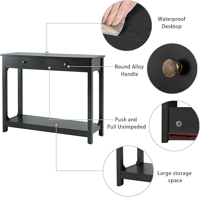 TaoHFE Black Console Table, 39.4"x11.8"x31.5" - Image 7