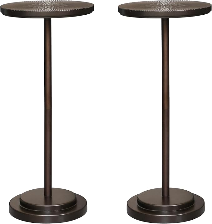 Drink Table Set of 2, Small Round Pedestal Side Table - Image 7