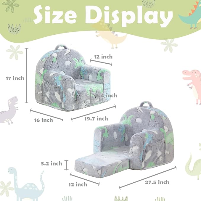 Toddler Chair Comfy, Toddler Couch Fold Out, 2-in-1 Kids Sofa, Flip Out Kids - Image 3