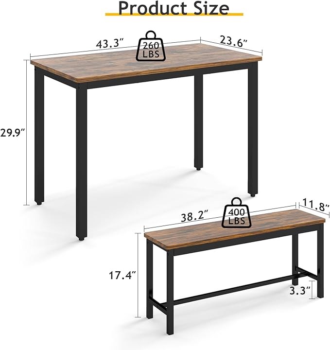 Rovibek 43" Dining Table Set for 4, Modern Space Saving Kitchen Breakfast Table - Image 7