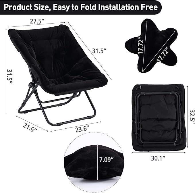 Welnow Comfy Saucer Chair, Oversized Folding Reading Chair - Image 2