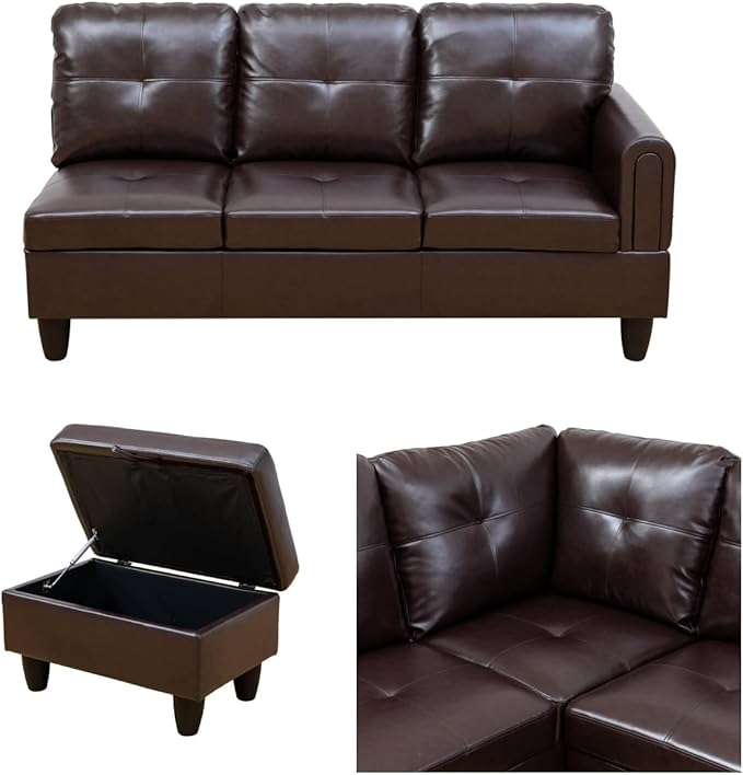 Convertible Leather Sectional Couch, Modern L Shaped Couch - Image 5